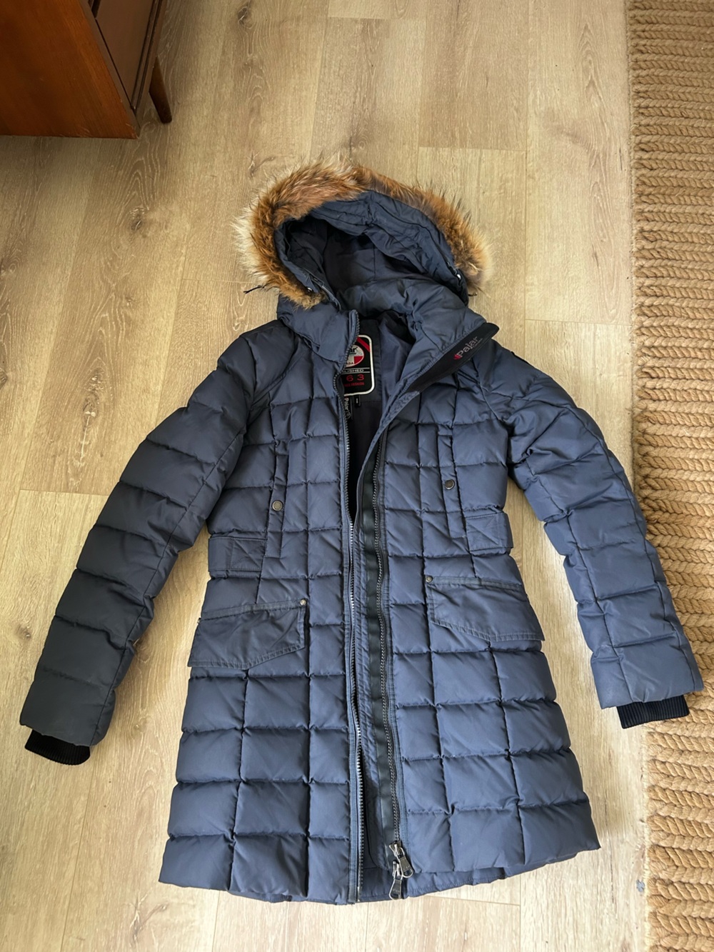 LKNU Women's Pajar Quilted Hooded Down Puffer Coat Jacket Hood Faux Fur Trim S